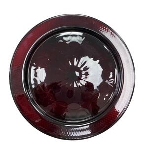 Set of‎ 3 Unmarked Ruby Red Pressed Glass Plates